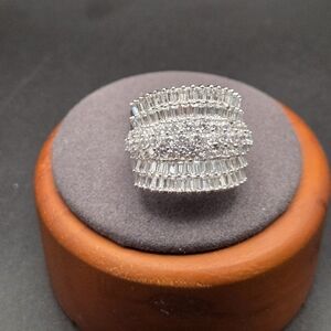 White Cubic Zirconia Rhodium Over Sterling Silver Ring 7.14ctw. Size 9